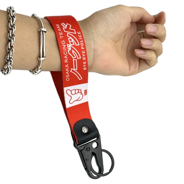 No Good Racing style  Red/White - Wristy Keychain