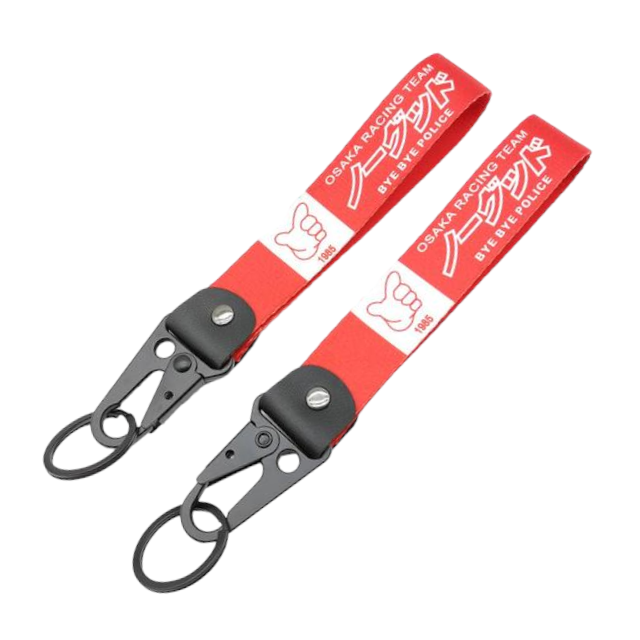 No Good Racing style  Red/White - Wristy Keychain