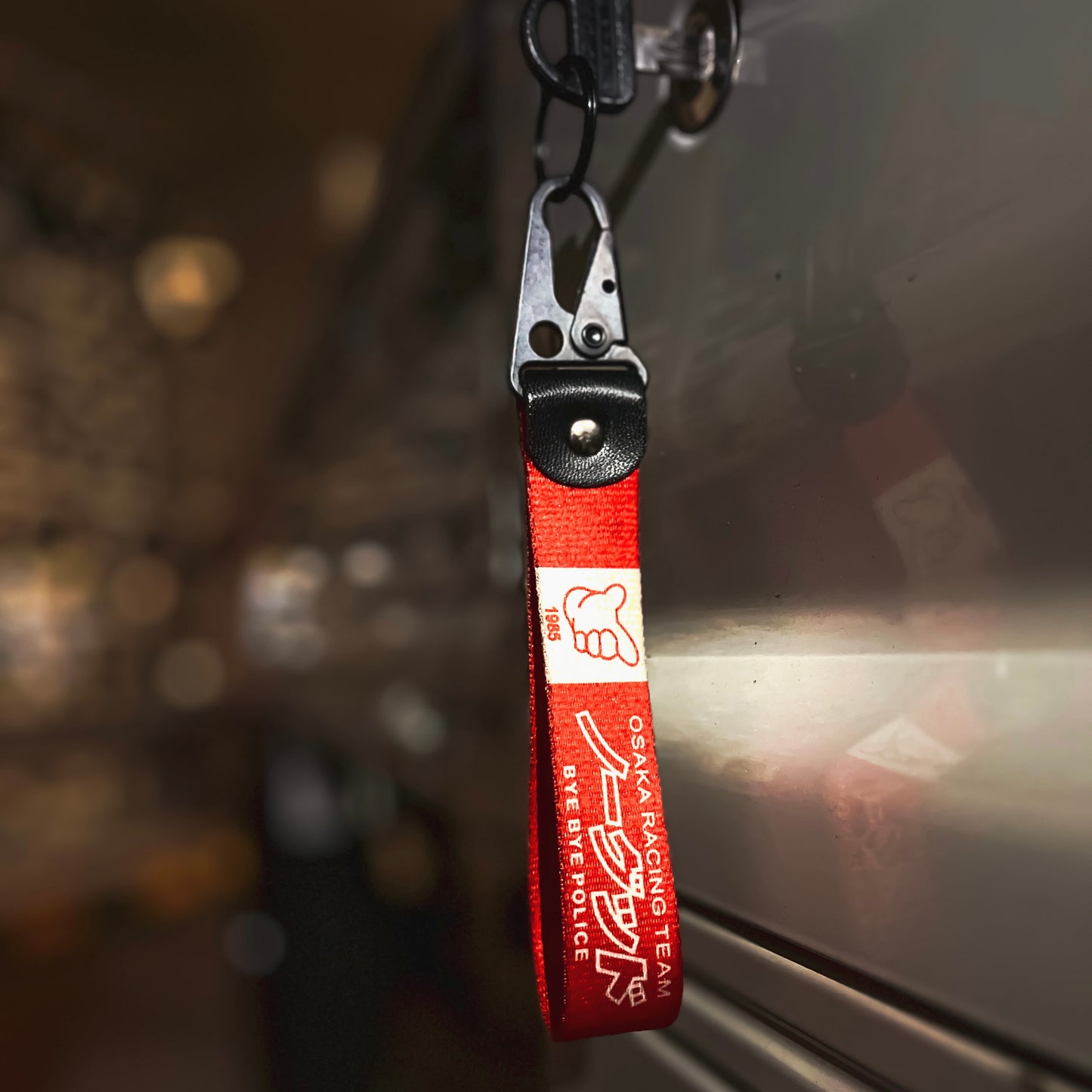 No Good Racing style  Red/White - Wristy Keychain